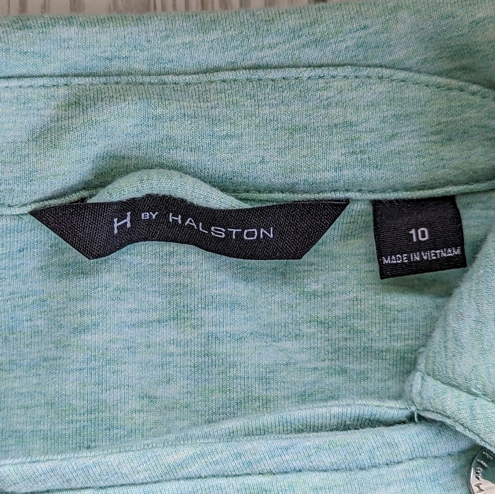 H by Halston Cotton French Terry Moto Jacket in Light Turquoise Size 10 - Picture 4 of 11